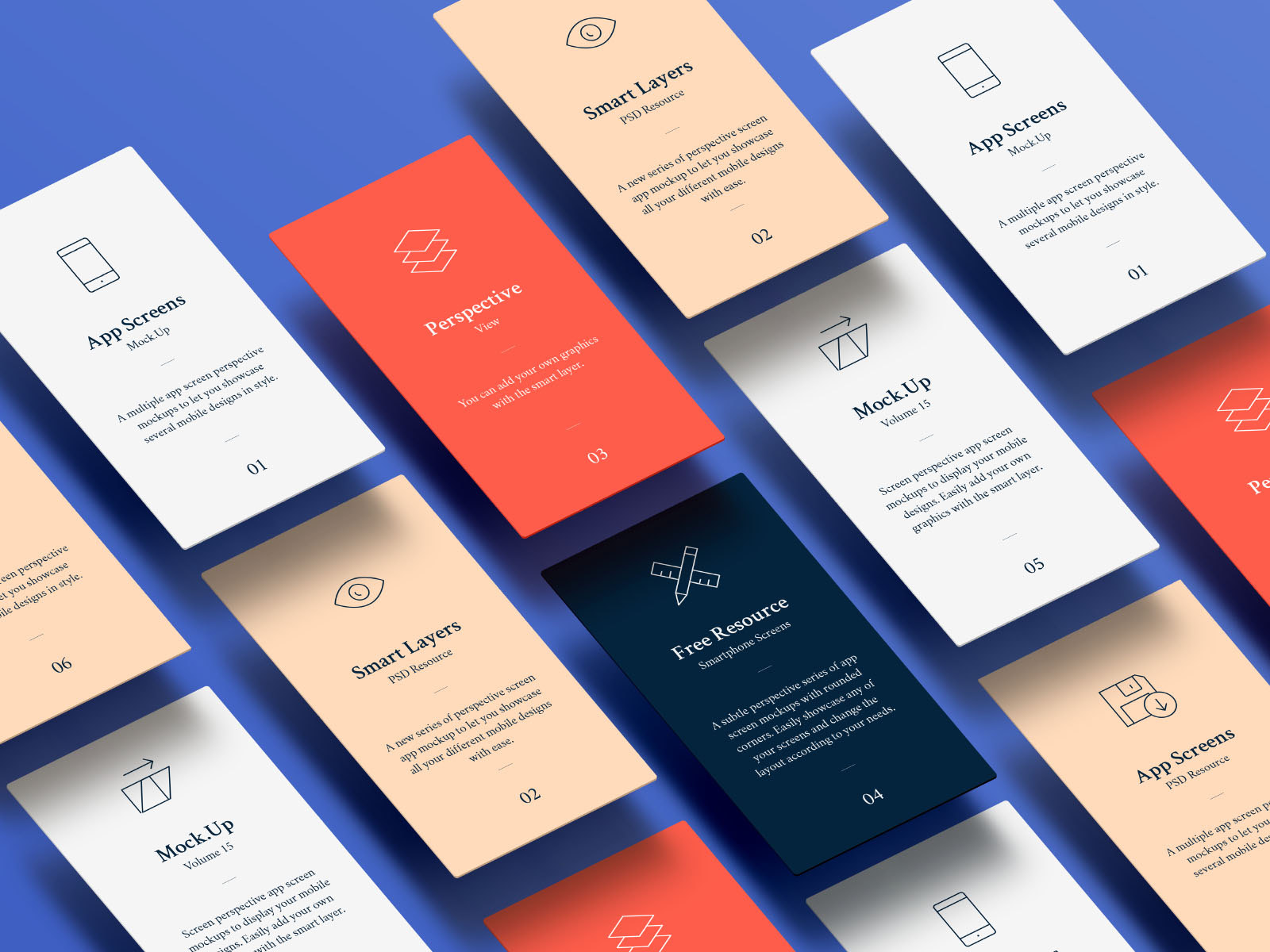 Multi Screen Perspective Floating App Mockups