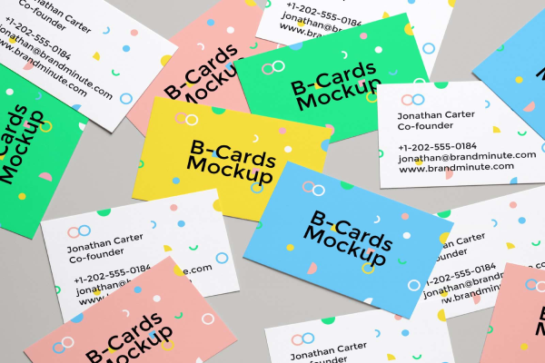 Random Business Cards Mockup