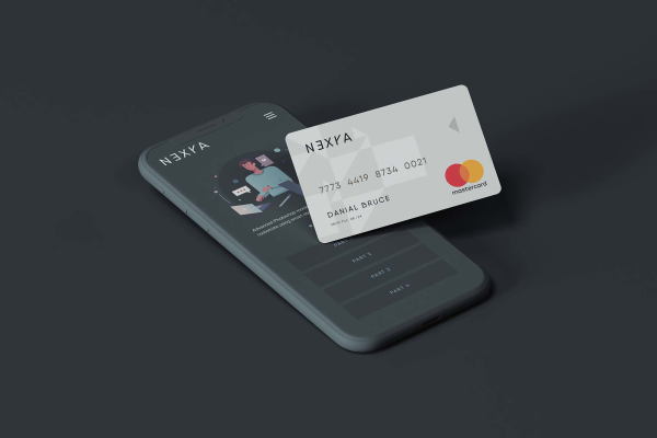 Bank Credit Card on Phone Mockup