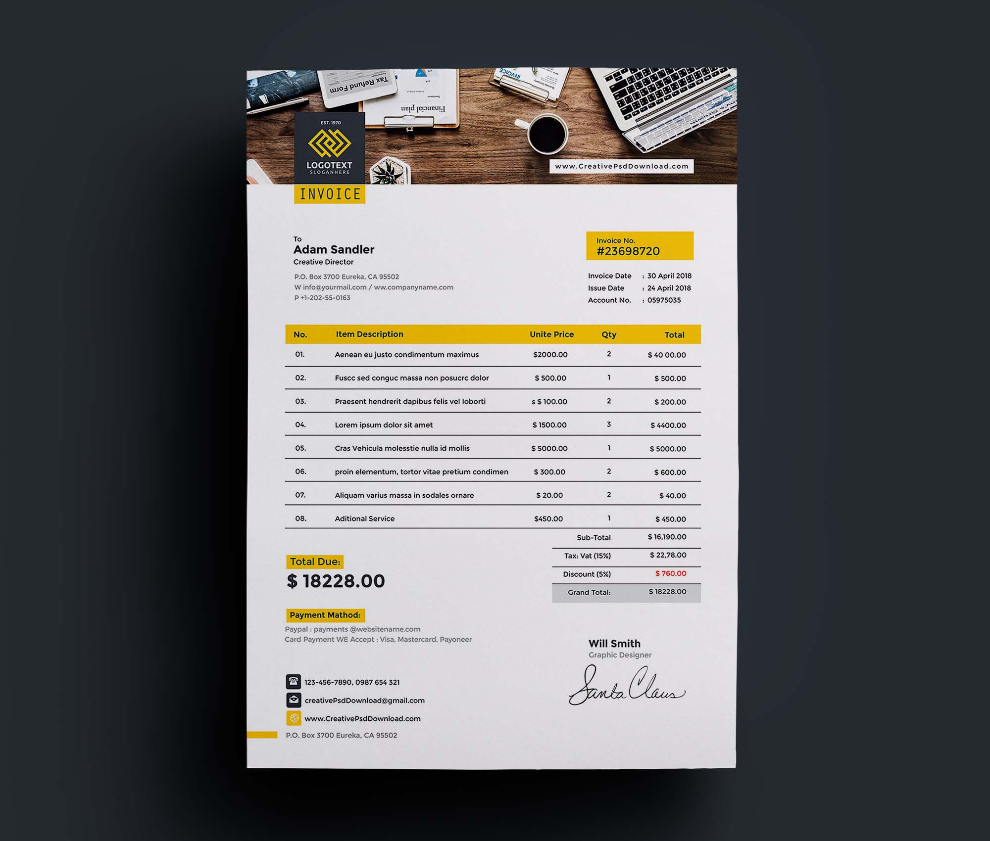 A4 Invoice Template