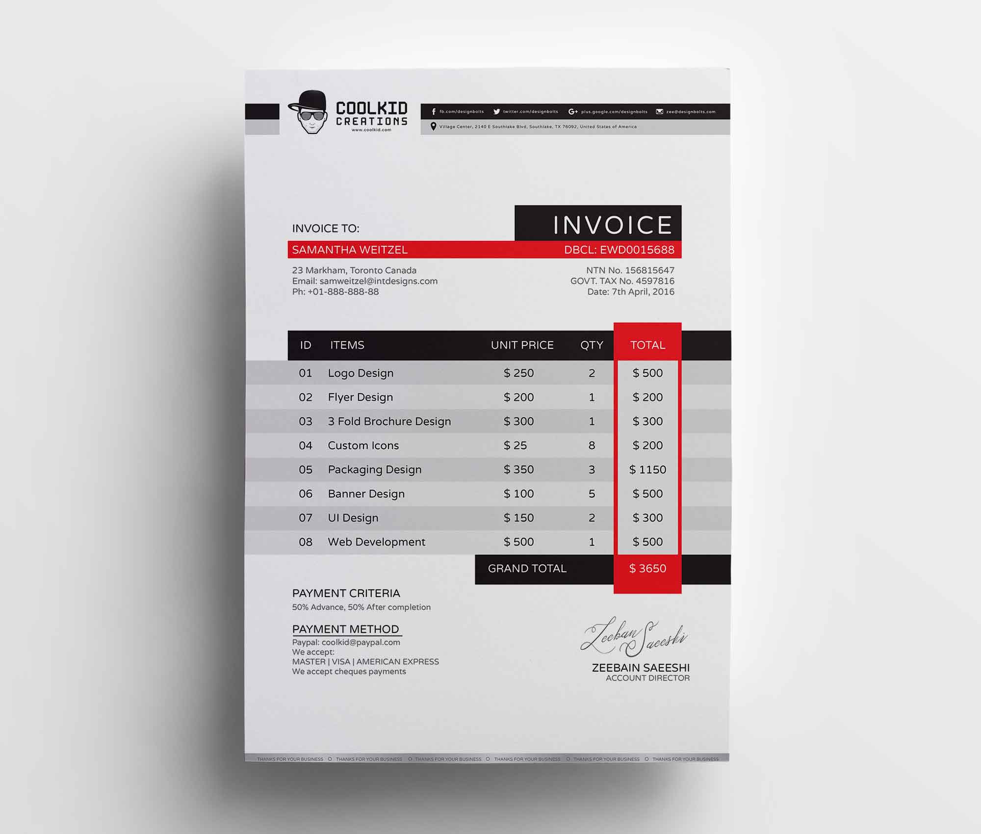 Business Invoice Template