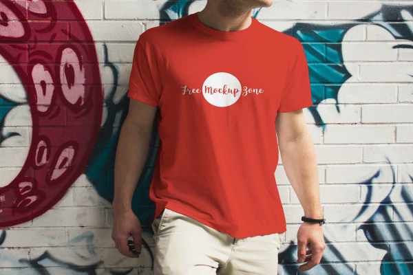 Realistic Photo Wearing T-Shirt Mockup