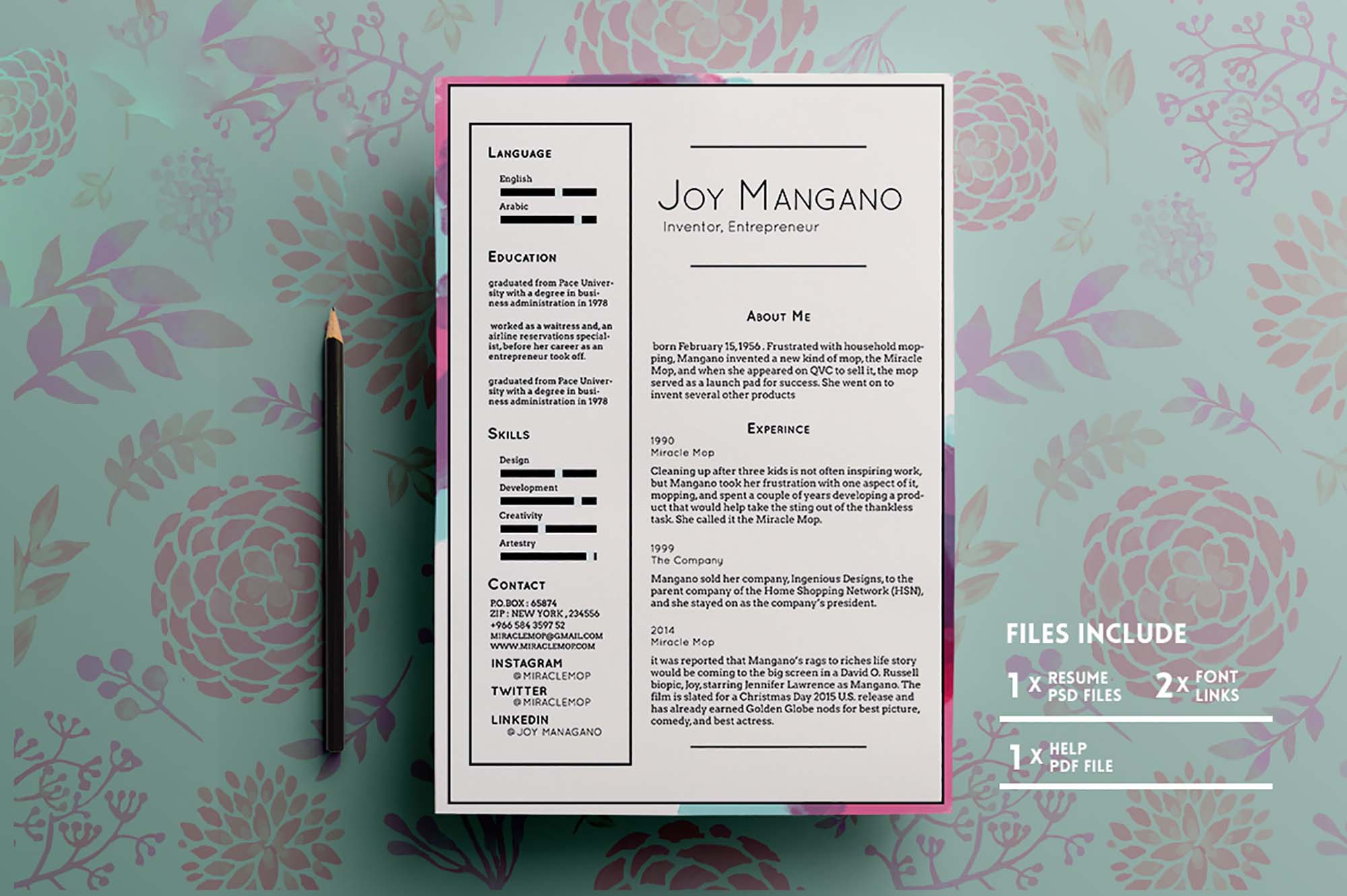 Letter Cover Resume Graphic Design Template