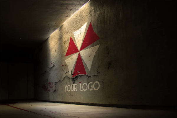 Dark Mood Logo on Wall Mockup