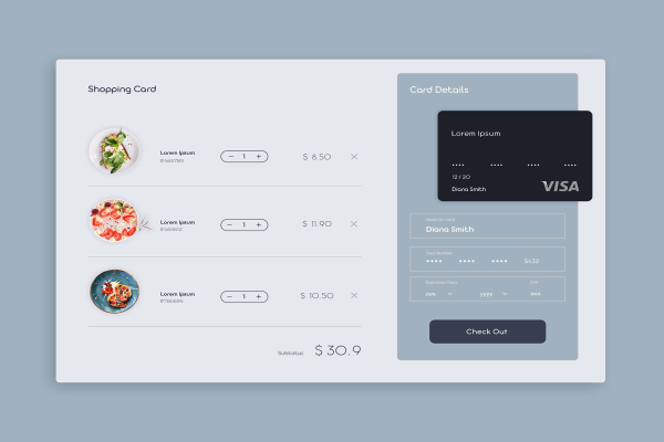 Restaurant Shopping Cart Ui Template