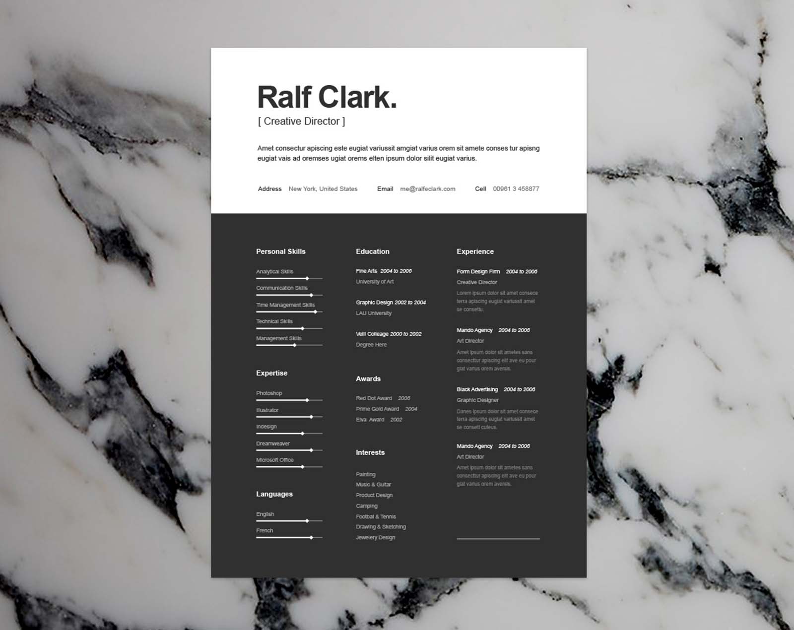 Modern Black & White Resume Template