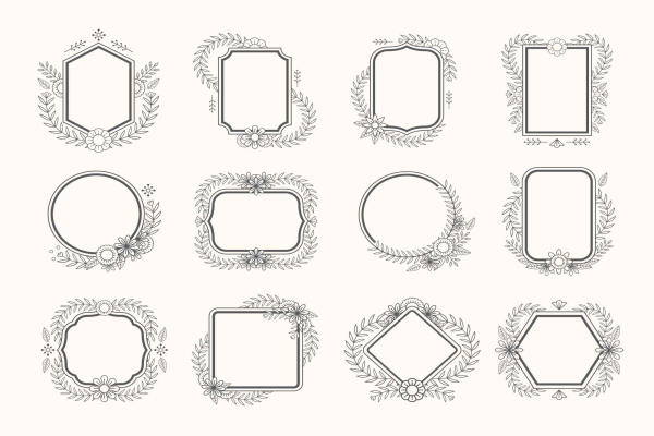 12 Floral Vector Frames