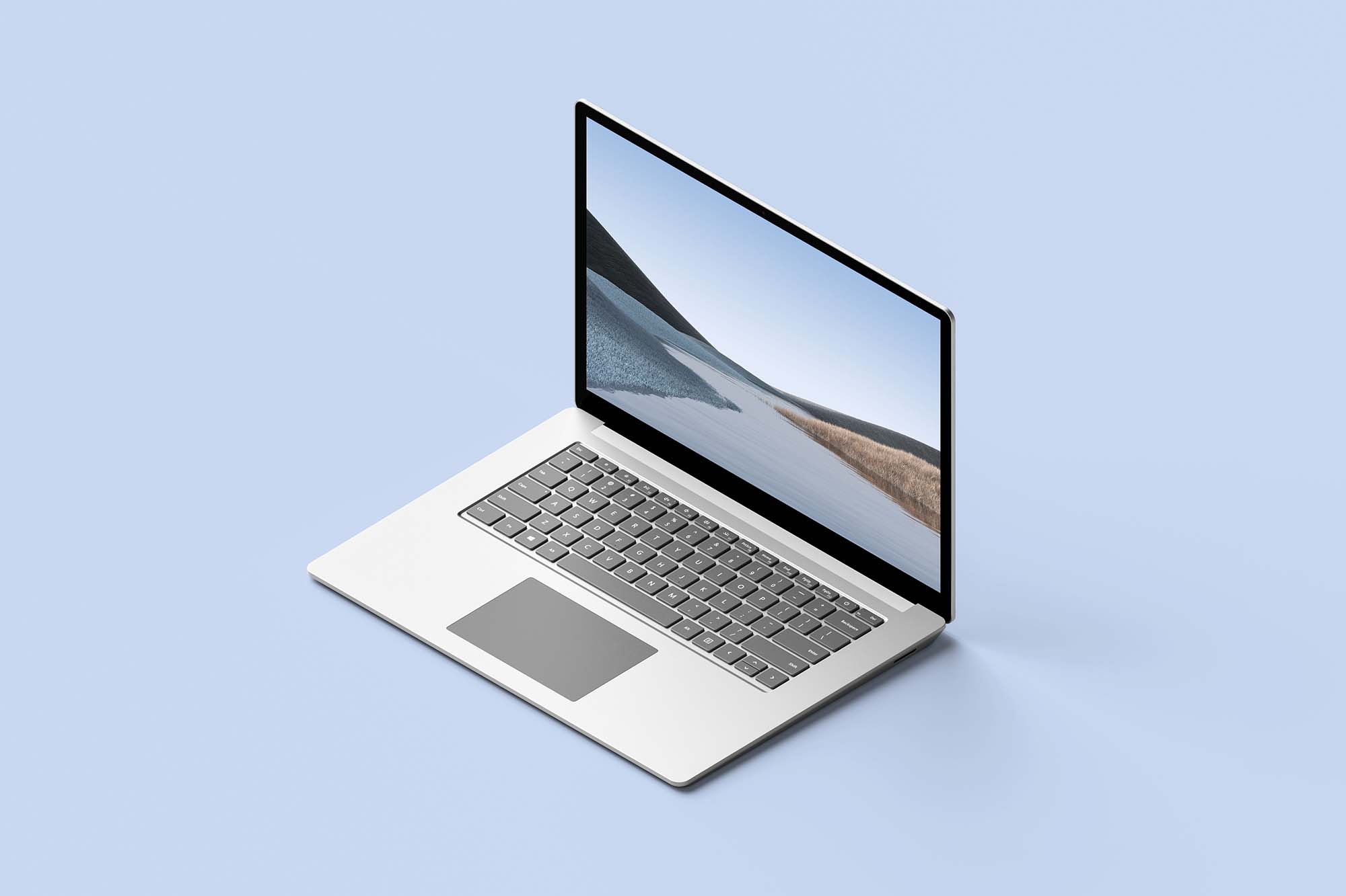 Isometric Surface Laptop Mockup