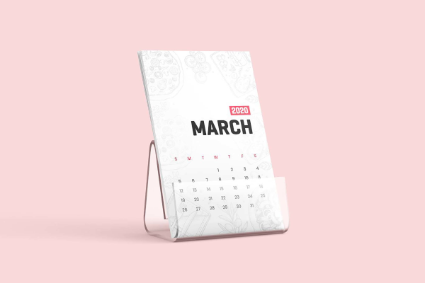 Desk Calendar With Stand Mockup