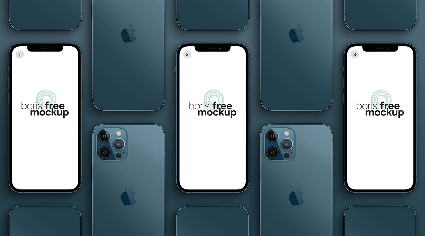 Pacific Blue iPhone 12 Pro Max Mockup by Boris