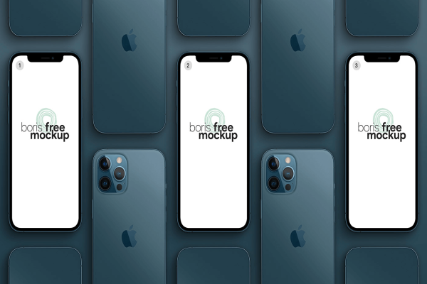 Pacific Blue iPhone 12 Pro Max Mockup by Boris