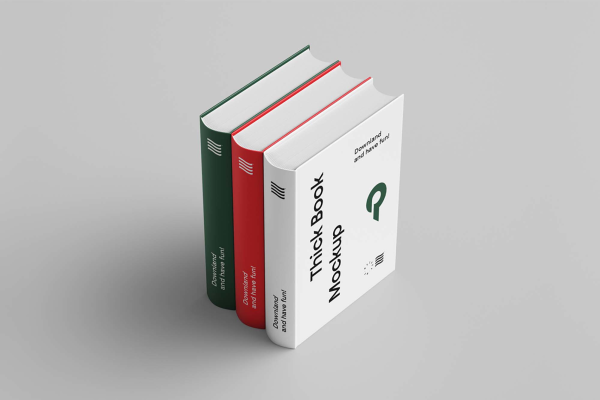 Triple Standing Books Photoshop Mockup