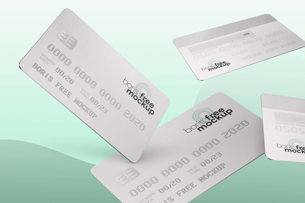 Flying Credit Cards Mockup