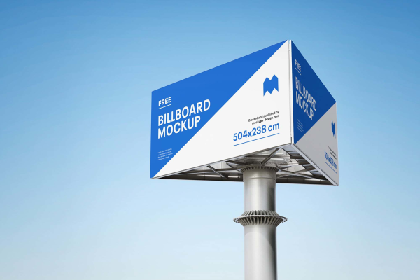 Outdoor Triple Side Billboard Mockup