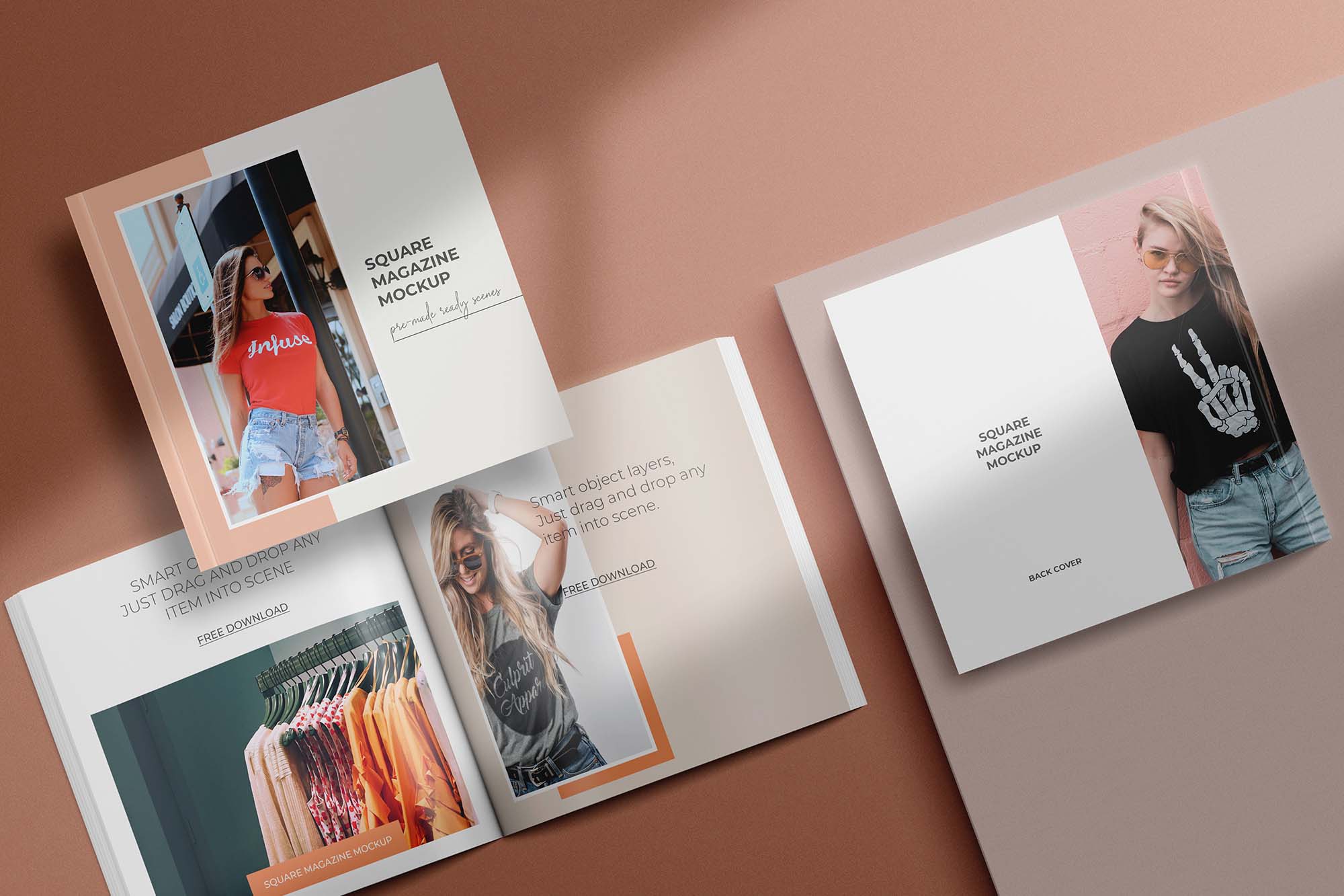 Square Magazine Mockup Set