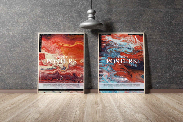 Twin Modern Interior Posters Mockup