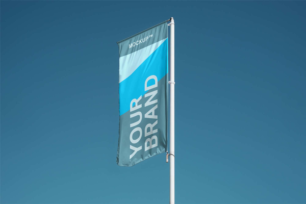 Realistic Vertical Flag Mockup