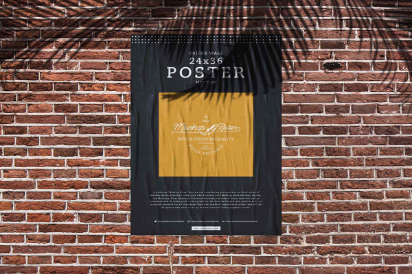 Stylish Bricks Wall Poster Mockup