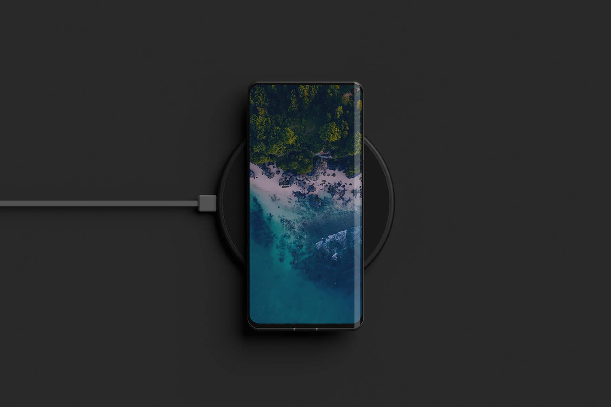 Phone on Wireless Charger Mockup