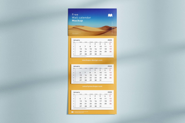 New Panel Wall Calendar Mockup