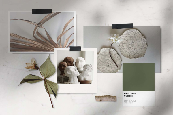 Mood board in White Tones Mockup Template