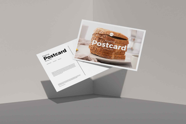 Floating Postcard with Shadows Mockup