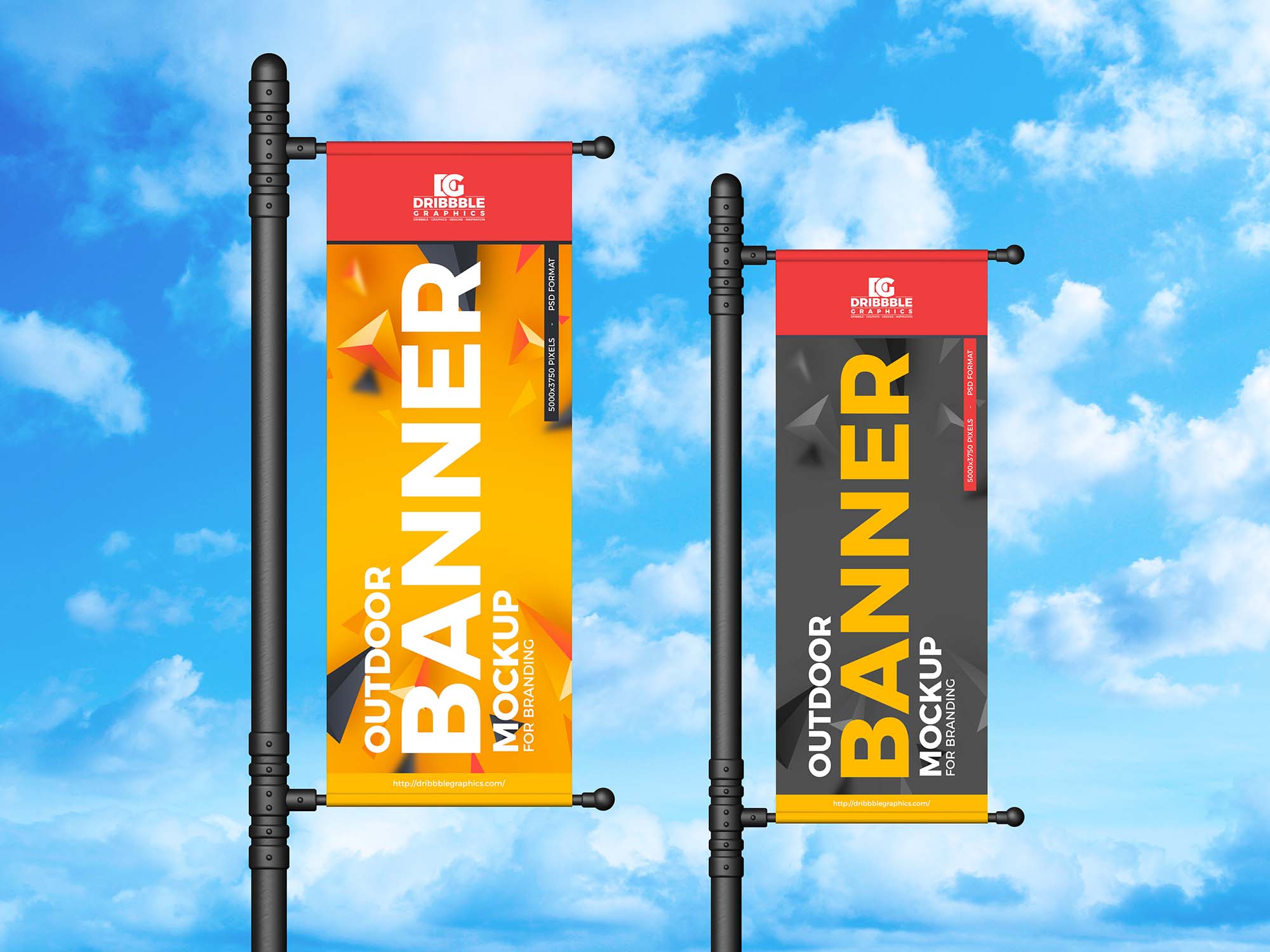 Vertical Outdoor Sky Banner Mockup