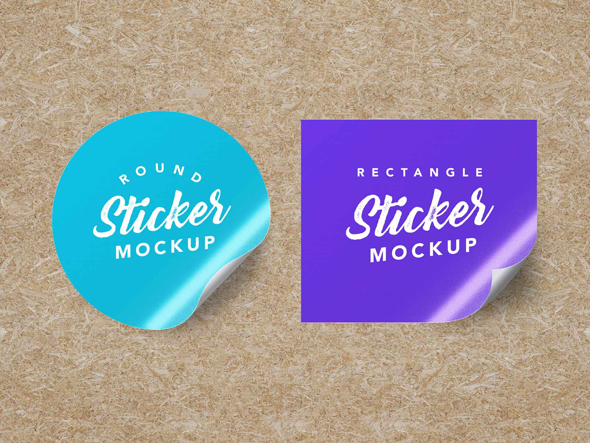 Round and Rectangle Stickers Mockup