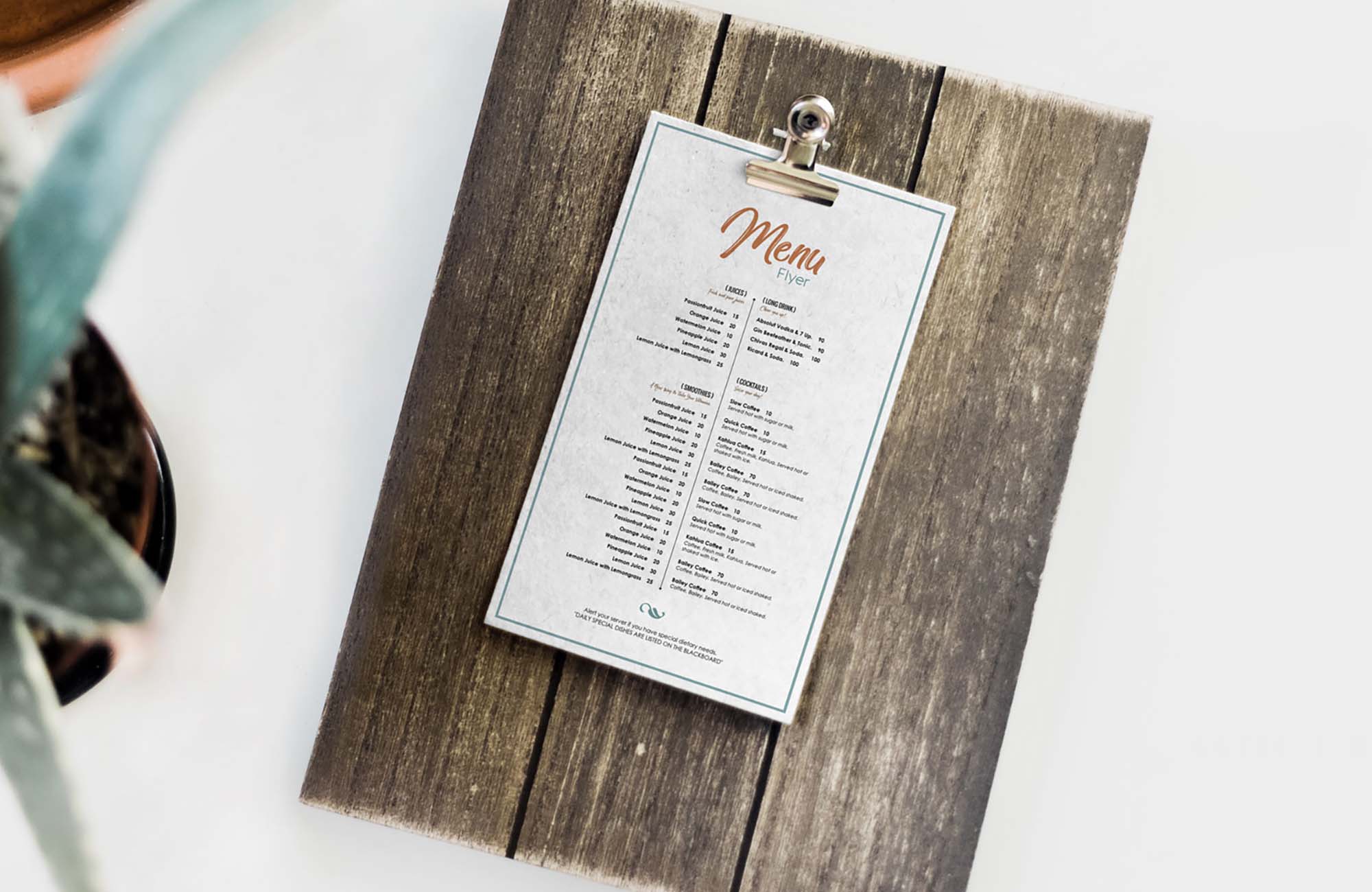 New Restaurant Menu Card Mockup