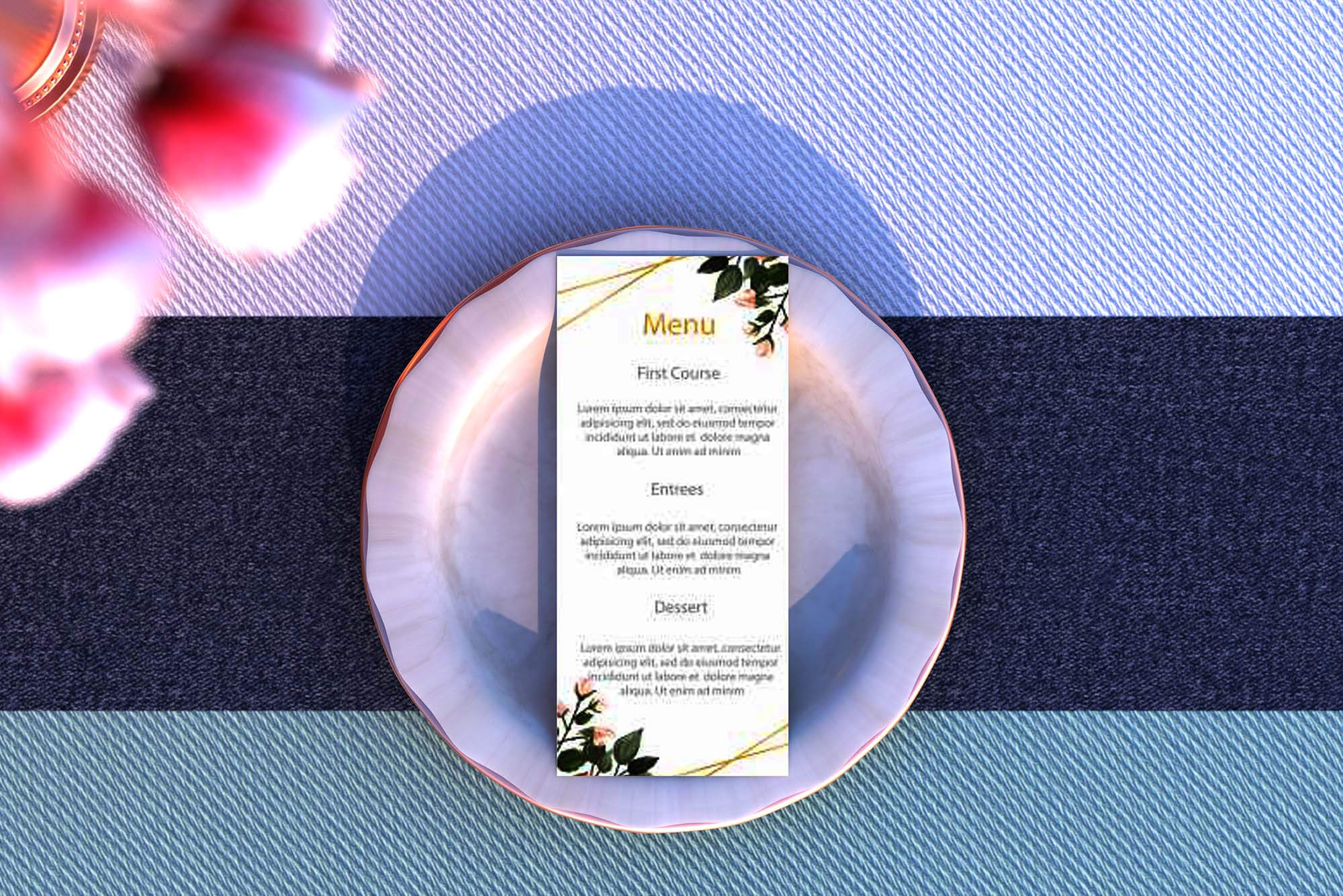 Stylish Wedding Menu Mockup