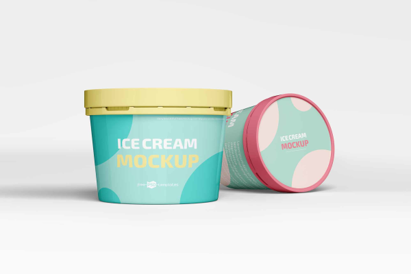 Ice Cream Plastic Jar Mockup