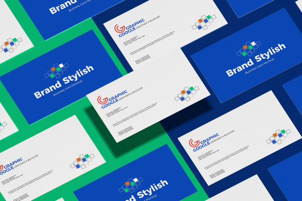 Top Grid Business Card Mockup