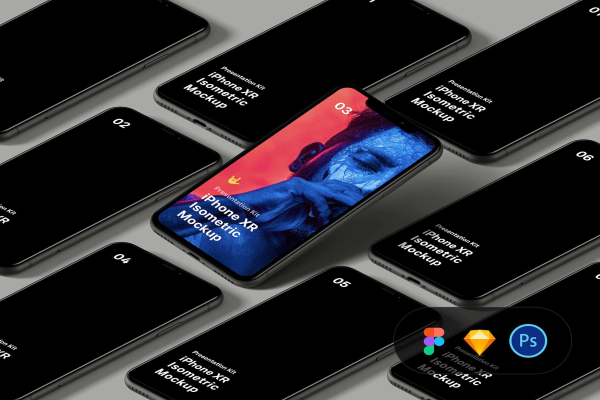 New Isometric iPhone XR Mockup